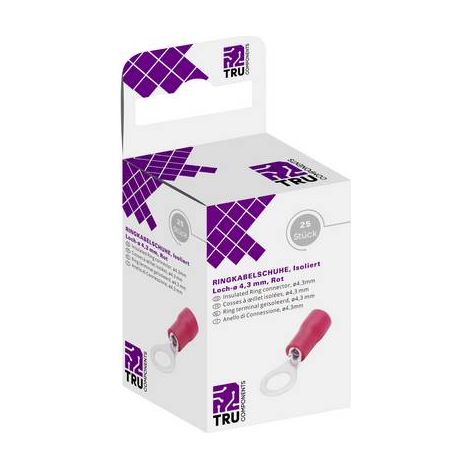 TRU COMPONENTS T1904C059 Cosse à oeillet Section max.=1.50 mm² Ø du trou=4.30 mm partiellement isolé (1/3)