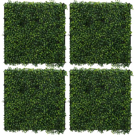ECD Germany Jardín vertical artificial 4 piezas 50x50cm de interior/exterior paneles decorativos de pared fáciles de cuidar, valla de privacidad resistentes a la intemperie, verde, Classic Buxus (1/5)