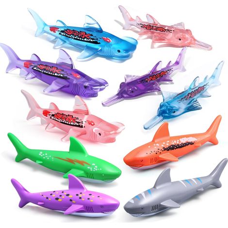 10 Pcs Kids Pool Toys Underwater Shark Swimming Pool Toys for Swimming Bath Bath Diving Training (1/5)