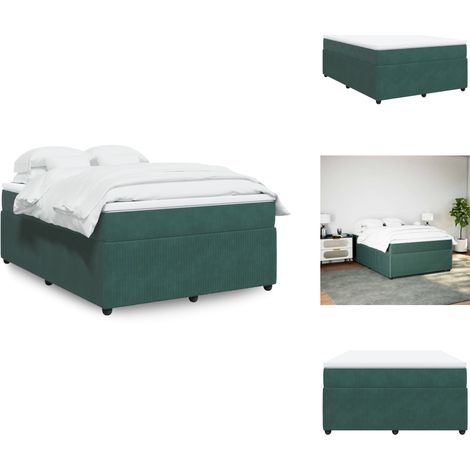 Sommier à lattes de lit et matelas Vert foncé 160x200cm Velours - Sommier À Lattes De Lit - Sommiers À Lattes De Lit - Lit - Meuble De Chambre À Coucher (1/5)