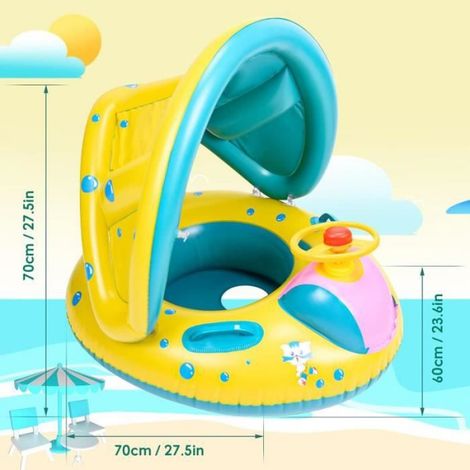 Anneau De Bain Bébé - Flotteur Piscine Gonflable Avec Pare-Soleil - Pour Enfants 12 À 36 Mois - 1 Pièce (1/4)