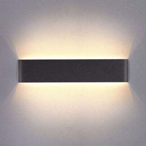 Applique murale d'intérieur LED (noire), 41 cm, lumière blanche chaude 14 W 3000 K, moderne, idéale pour une chambre, un salon, un couloir, une salle de bain ou des escaliers.