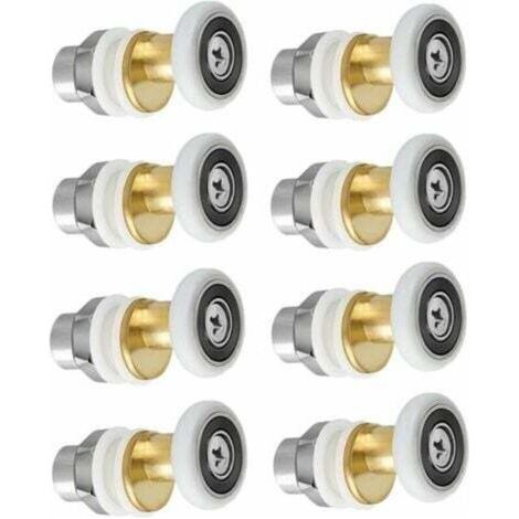 Roulettes de porte de douche, roulettes de porte coulissante, poulies de porte de douche, roues de remplacement pour roulettes de 27 mm de diamètre, 8 pièces