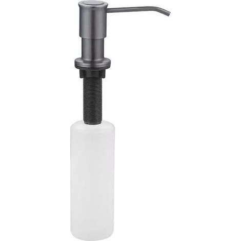Distributeur de savon liquide concave et convexe (gris anthracite) de 500 ml, en acier inoxydable, pour salle de bain ou évier de cuisine. (1/5)