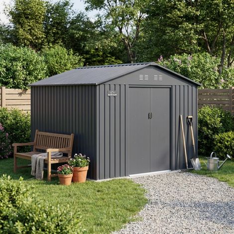 Abri de jardin 10.85m2 acier galvanisé anthracite X-Metal (1/5)