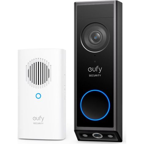 Sonnette vidéo extérieure Eufy E340 2K Wi-Fi double caméra vision de nuit couleur jusqu’à 5 m microSD 128 Go noir et blanc