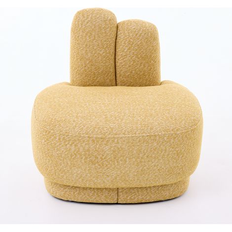 CAIziPouf ottoman rembourré tissu oreilles lapin jaune fixe non démontable (1/5)
