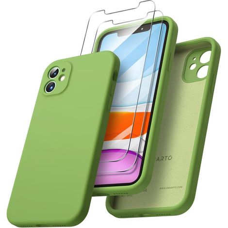 ORNARTO iPhone 11 Hülle Schutzfolie Silikon Gel Rubber Case Gras-Grün (1/5)