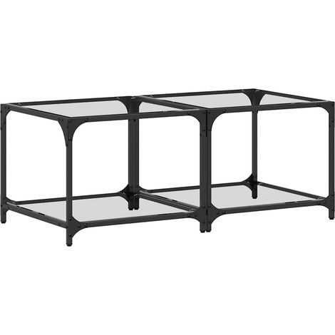 Maison Exclusive - Tavolino Salotto con Piano Vetro Trasparente 50x50x40cm Acciaio (1/5)