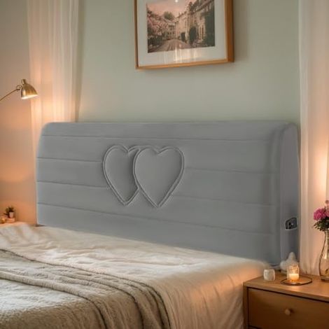 Housse de tête de lit moderne, douce, épaisse, élastique et lavable, avec fonction anti-poussière, grise, 180 cm.