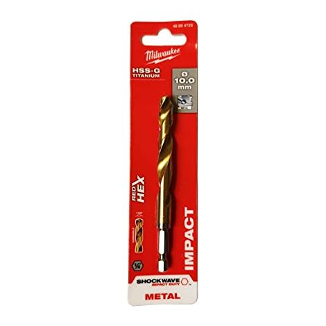 PUNTE PER FORATURA METALLO DA DIAMETRO 2 A DIAMETRO 13 HSS-G IN TITANIO SHOCKWAVE - RED HEX - MILWAUKEE - Diametro/Lunghezza Ø 10X120/76 mm 1pz (1/2)
