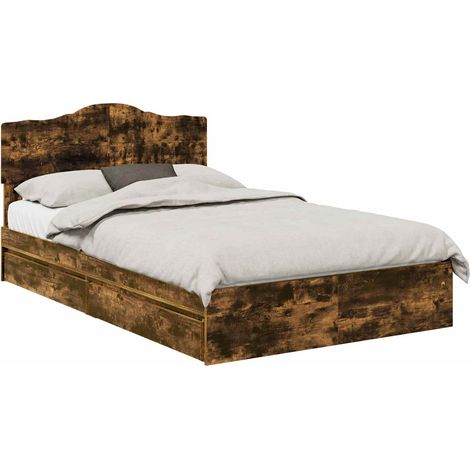 Maison Exclusive - Aufbewahrungsbett Geräucherte Eiche 135 x 190