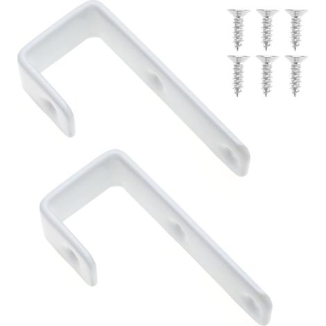 2pcs Crochets pour Échelle de Lit avec Revêtement PVC - Crochets en J Utilitaires en Métal Robuste pour Lits Superposés, Mezzanine et Échelles, Blanc (1/5)