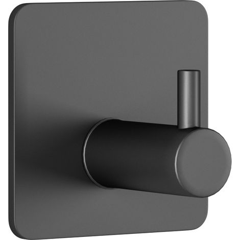 Lot de 6 crochets muraux adhésifs noirs - Porte-serviettes de salle de bain étanche, porte-manteau autocollant en acier inoxydable, porte-serviettes (1/5)