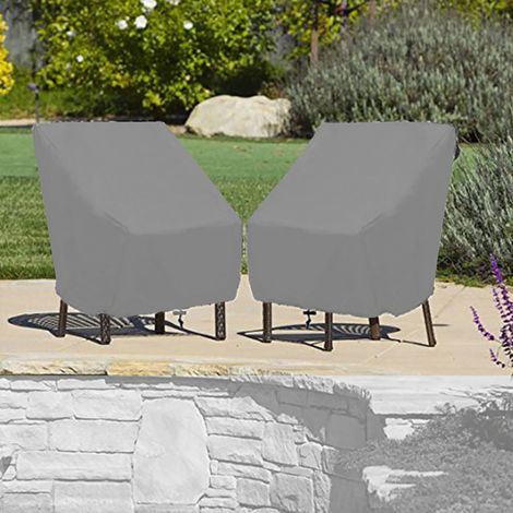 Housse de protection imperméable et anti-poussière pour chaise et canapé, extérieur jardin terrasse, grise, résistante aux intempéries. (1/5)