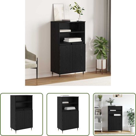 Armoire moderne - Haut Armoire Noir 60 x 36 x 110 cm Bois d'ingénierie (1/5)