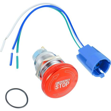 royaluxe -Interrupt à bouton d'arrêt d'urgence, trou de montage de 22mm avec fiche de connexion 12-220V 3A 1NO 1NC 1C (paquet de 1 pièces) (1/5)