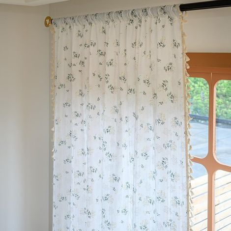 Rideaux - Petits rideaux - Rideau bohème - Rideau fleuri - Rideau en coton - Rideaux bohèmes vintage - Salon/Chambre - 140 x 140 cm - Fleurs 140 cm x 140 cm (1/5)