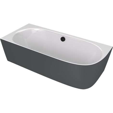 SUSSI L Baignoire d'angle sur pied en fonte de marbre 160x70x50cm, blanc/anthracite mat (1/2)