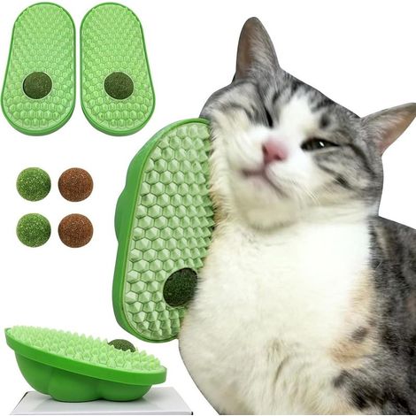 2 Pcs Catnip Toys Balls that Stick on Wall,Cat Toy Ball, Catnip Balls for Cats Lick,Cat Face Scratchers, self Groomer for Indoor Cats, Corner Brush Wall (1/5)