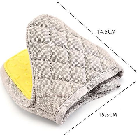 lot De 2 Mini Gants De Cuisine Antidrapants En Silicone Rsistant La Chaleur, Jaunes Avec Boucle De Suspension, Adapts Au Micro-ondes Et Au Four, (1/5)