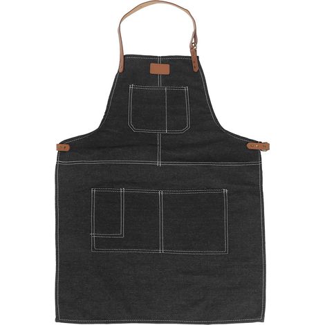 Tablier De Cuisine - Coton Épais 320 G/M² - Bretelles En Cuir Véritable - Poches Avant Profondes - Unisexe - 1 Pièce (1/5)