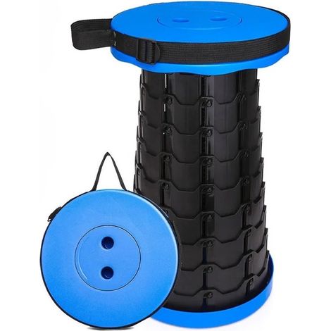 Tabouret pliant télescopique portable pour camping et festival petit tabouret repose pieds jusqu à 45 cm couleur bleu (1/5)