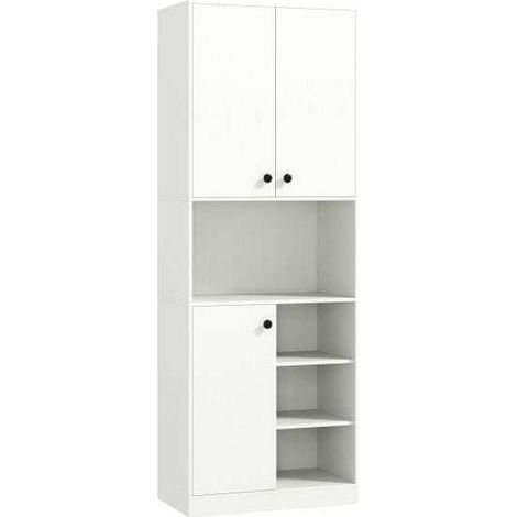 Meuble de rangement de cuisine 166 cm, support micro-ondes - blanc (1/5)