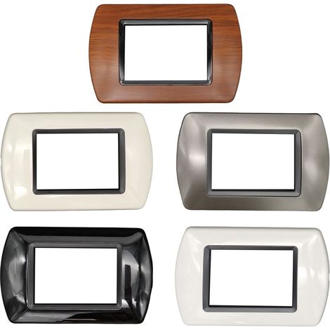 Placche compatibili supporti Bticino Living International light 3 4 7 posti moduli nero bianco legno noce grigio scuro avorio Nero - 4 posti (1/5)