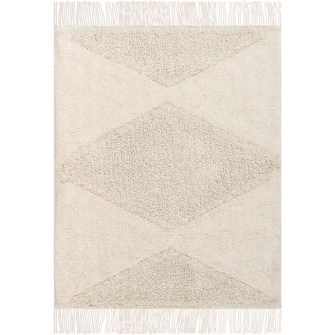 Tapis Bohème en Coton 140 x 200 cm Accessoire Décoratif pour Enfants Beige Khonoma (1/5)