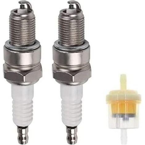Zündkerzen mit massivem Anschluss für verschiedene Honda-Motoren, ideal für Rasenmäher und Motorhacken, inklusive Kraftstofffilter.