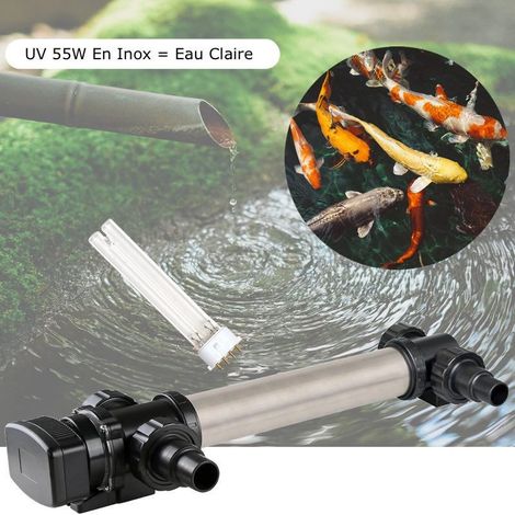 U.V INOX 55W Stérilisateur - Clarificateur Pour Bassin De Jardin De Plus De 20 m³ + 1 Ampoule Supplémentaire (1/5)