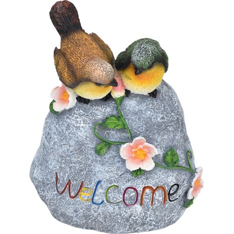 Double sculpture de bienvenue en forme de moineau, adorable ornement en résine réaliste pour jardin ou terrasse. (1/5)