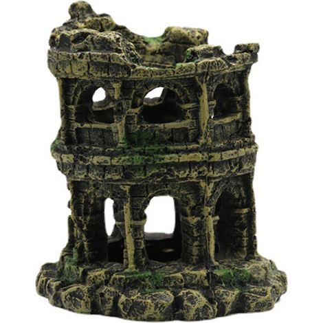 Ornement En Résine Pour Aquarium - Ruines De Colonnes Romaines - Cachette Pour Poissons Combattants - 14 x 13 x 13 cm - 1 Pièce (1/5)