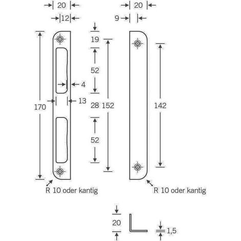 Serratura angolare alluminio argento angolare L20xL170mm tonda diametro 8mm DIN L/R SSF