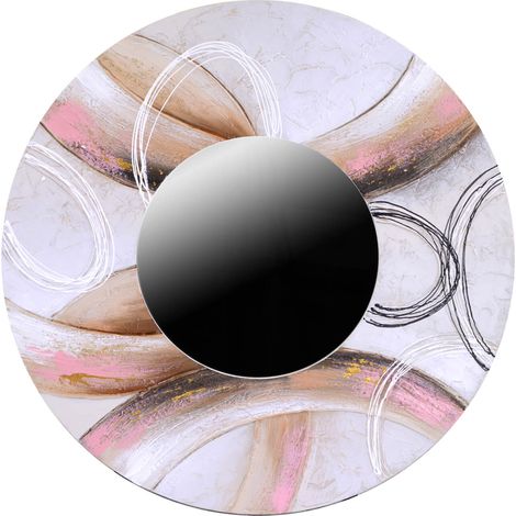 Specchio in legno dipinto rosa tondo cm ø80xh2