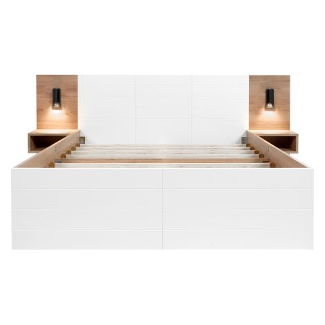 Doppelbett Holzbett Bettanlage mit 2 Schubladen,Modernes Bett inkl. Bettgestell &Lattenrost