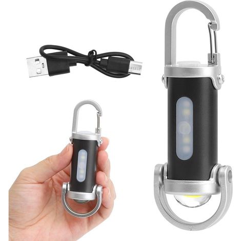 Mini Lampe de Poche Porte-Clés Super Lumineuse étanche Lampe Poche LED Lampe Torche Rechargeable USB avec Batterie Flashlight- pour L'Extérieur, Le Camping (1/5)
