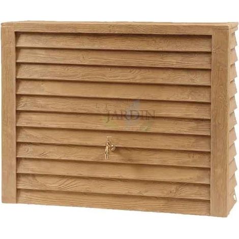 Depósito de agua Polietileno 350 litros, Pared Woody marrón, Grifo incluido, 124 cm ancho, 40 cm profundidad, 100 cm alto (1/2)