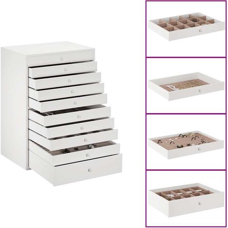 Coffret à bijoux 10 niveaux avec porte-montres Blanc 29 x 20,5 x 40,5 cm CFW393346 (1/5)