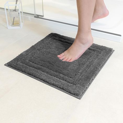 1 Tapis De Bain Antidérapant Microfibre Absorbant Lavable Machine Salle De Bain Douche Gris Foncé