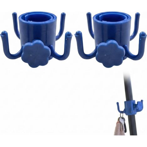 Crochet Parasol Plage, Lot de 2, Bleu, Support 4 Points Tige Milieu Maintient Serviettes (1/5)