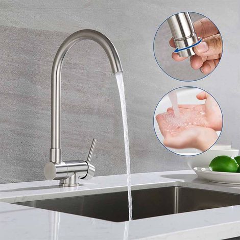 Lonheo Rubinetto Cucina Pieghevole fino 180 in Acciaio Inox Spazzolato Miscelatore Monocomando Per Sottofinestra Girevole a 360 Acqua Fredda e Calda (1/8)