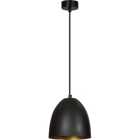 Sospensione 1 Luce Reartù In Acciaio Nero A Cupola Nero E Oro (1/5)