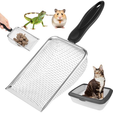 Cat Litter Scoop, Metal Sand Scoop, Long Handled Litter Scoop for Cleaning Cat Litter Trays (1/5)