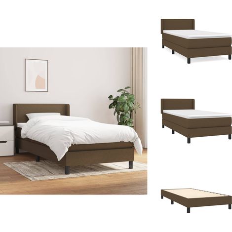 Boxspringbett mit Matratze Dunkelbraun 90x200 cm Stoff - Boxspringbett - Doppelbett - Bettenrahmen - Lattenrost - Matratze (1/5)