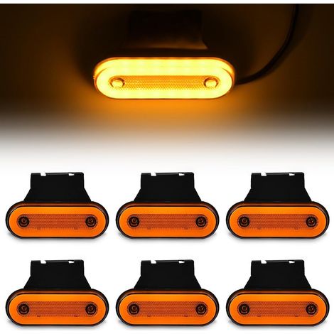 Feux de Gabarit LED 12V / 24V, 6Pcs LED Feux de Marquage Latéral, Feux de Position Lumière Universel avec Supports en Caoutchouc pour Remorque Camion RV Caravan (Jaune) (1/5)