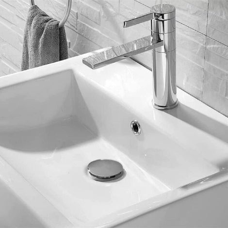 Ablaufgarnitur für Waschbecken und Spülbecken mit Überlauf, 1 1/4"-Gewindeanschluss, verchromte Ablaufgarnitur mit Überlaufschutz (1/4)