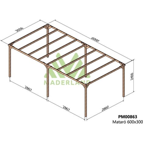 Pérgola de Madera Maciza Mataró (Maderland) - Gardeneas - 600 x 300 cm