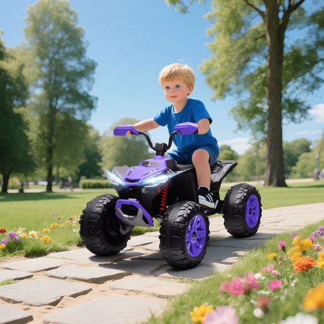 Quad elettrico per bambini 24V, 4 ruote, 2 motori, 4-6,5 km/h, USB e MP3, viola OKMYHOME (1/5)